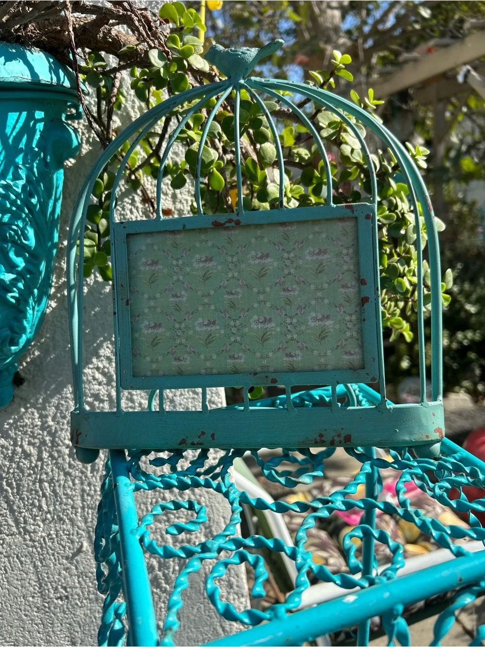 Darling Teal Birdcage Photo Frame